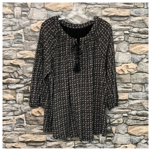 #151 NWT Chaps Woman Tassel 3/4 Sleeves Knit Blouse Shirt Top 1X - Picture 1 of 3